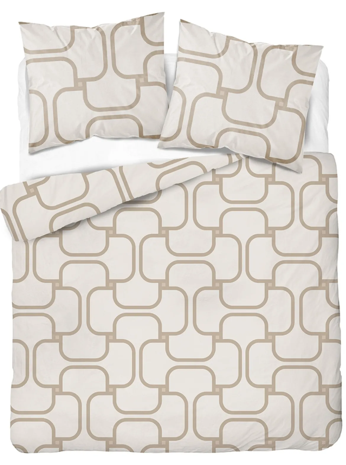 Komplet pościeli Home Satin z satyny bawełnianej beżowej 220x200 geometryczny wzór