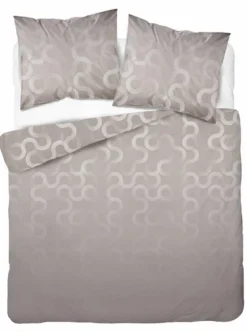 Komplet pościeli Home Satin z satyny bawełnianej szarej 220x200 we wzór geometryczny