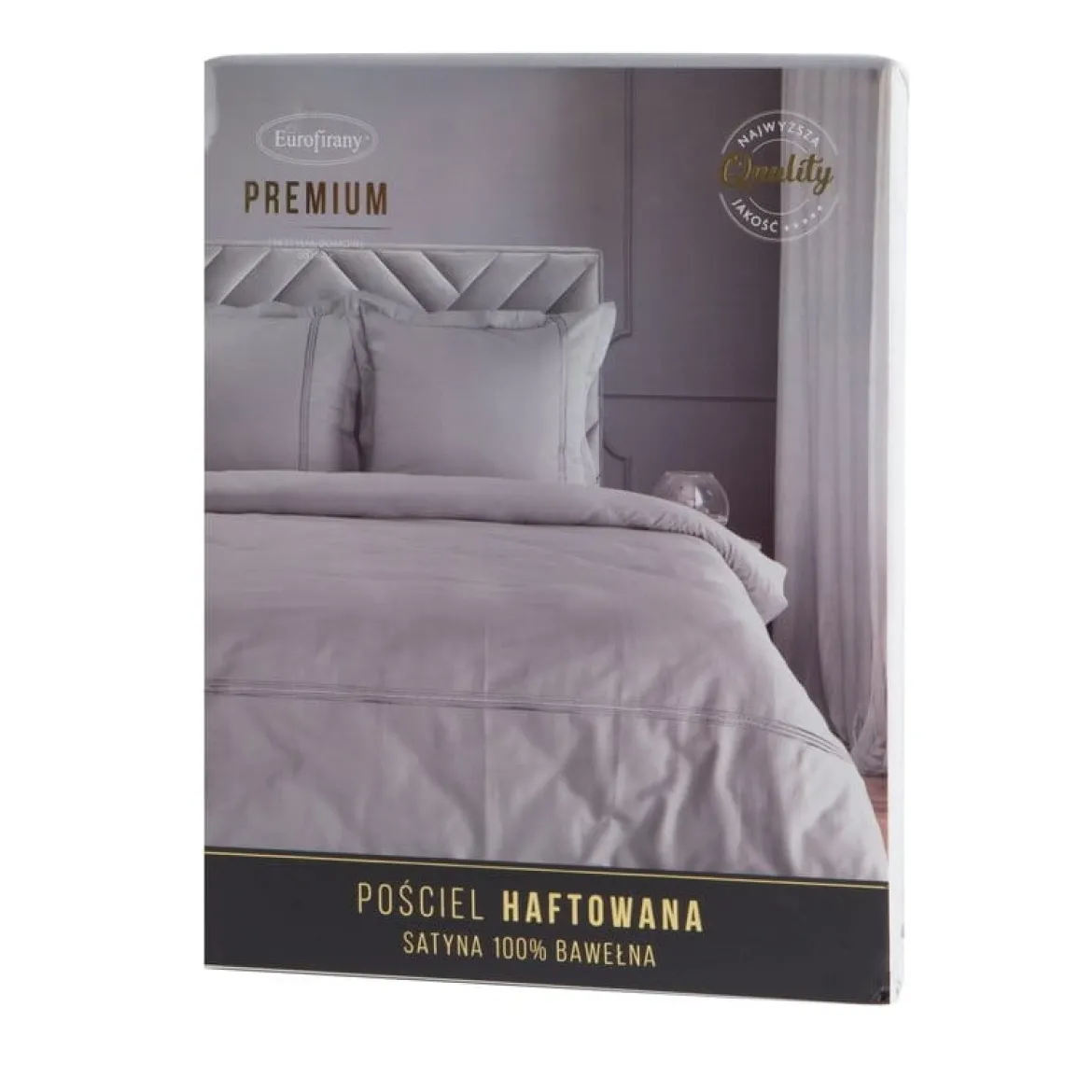 Komplet pościeli satynowej srebrnej 160x200 ze srebrnym haftem