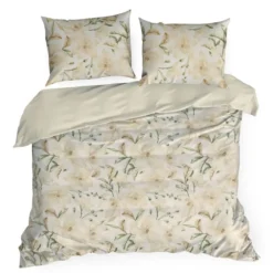 Komplet pościeli Sonia 100% bawełniana 220x200 w duże kremowe kwiaty