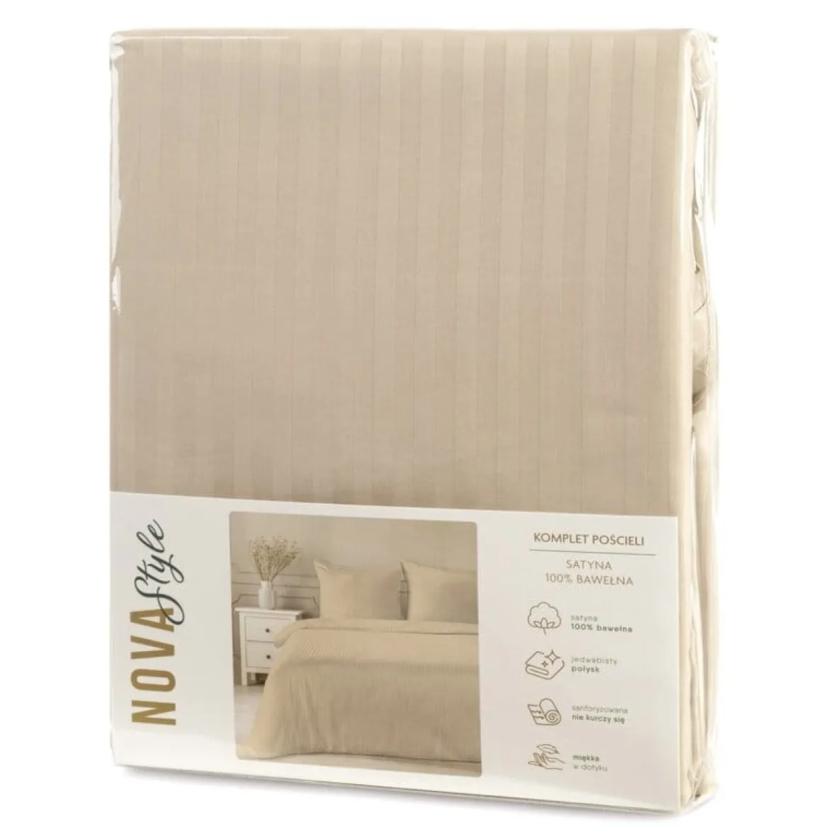 Komplet pościeli z adamaszku 220x200 beżowej