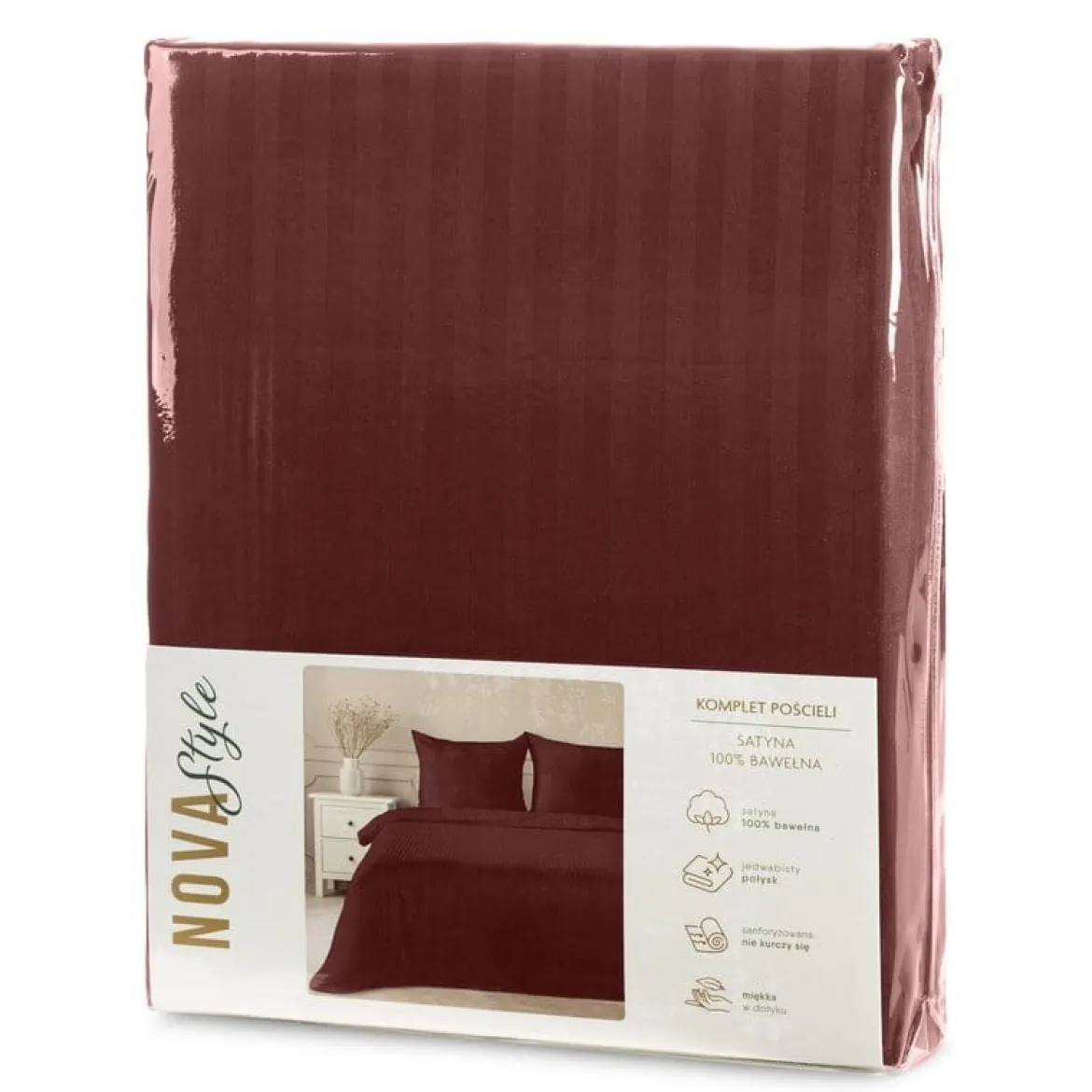 Komplet pościeli z adamaszku 220x200 burgundowej