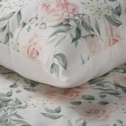 Komplet pościeli z bawełny satynowej białej 220x200 w róże