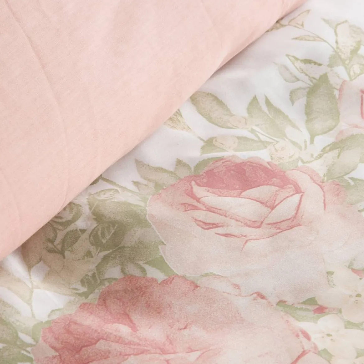Komplet pościeli z bawełny satynowej biało różowej Spring 220x200 w różowe kwiaty
