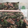 Komplet pościeli z bawełny satynowej czarno różowej Spring 220x200 w ptaszki