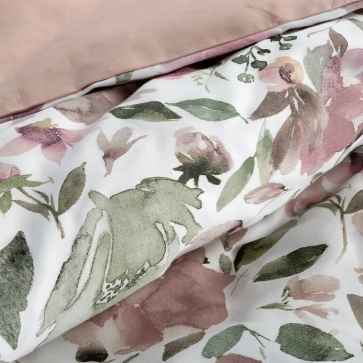 Komplet pościeli z bawełny satynowej Spring 220x200 różowe kwiaty