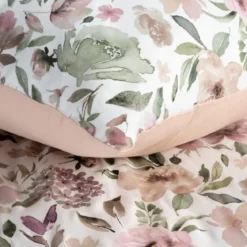 Komplet pościeli z bawełny satynowej Spring 220x200 różowe kwiaty