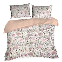 Komplet pościeli z bawełny satynowej Spring 220x200 różowe kwiaty