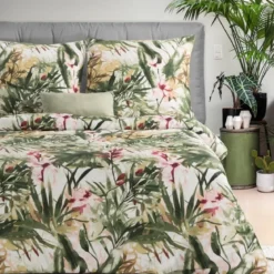 Komplet pościeli z bawełny satynowej Spring 220x200 tropikalny wzór