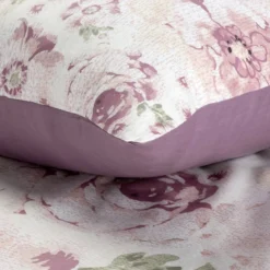 Komplet pościeli z bawełny satynowej Spring 220x200 w fioletowe kwiaty
