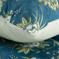 Komplet pościeli z bawełny satynowej granatowej Spring 140x200 w kwiatowy wzór