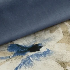 Komplet pościeli z bawełny satynowej Spring 140x200 w beżowo błękitne kwiaty