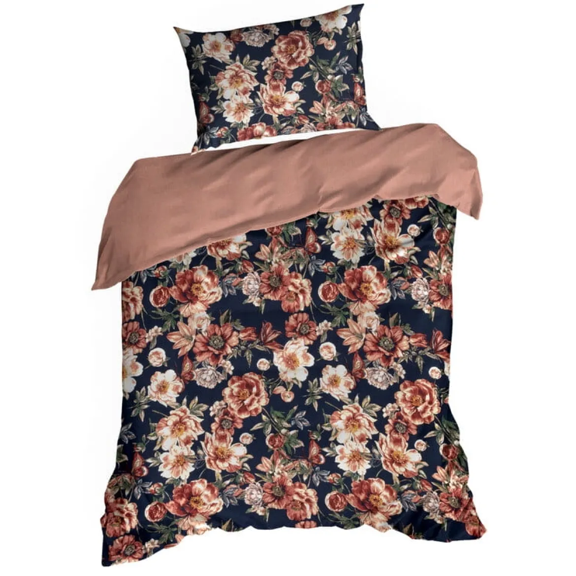Komplet pościeli z bawełny satynowej Spring 140x200 w czerwone i burgundowe kwiaty