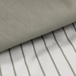 Komplet pościeli z bawełny satynowej 160x200 biało stalowej w pasy