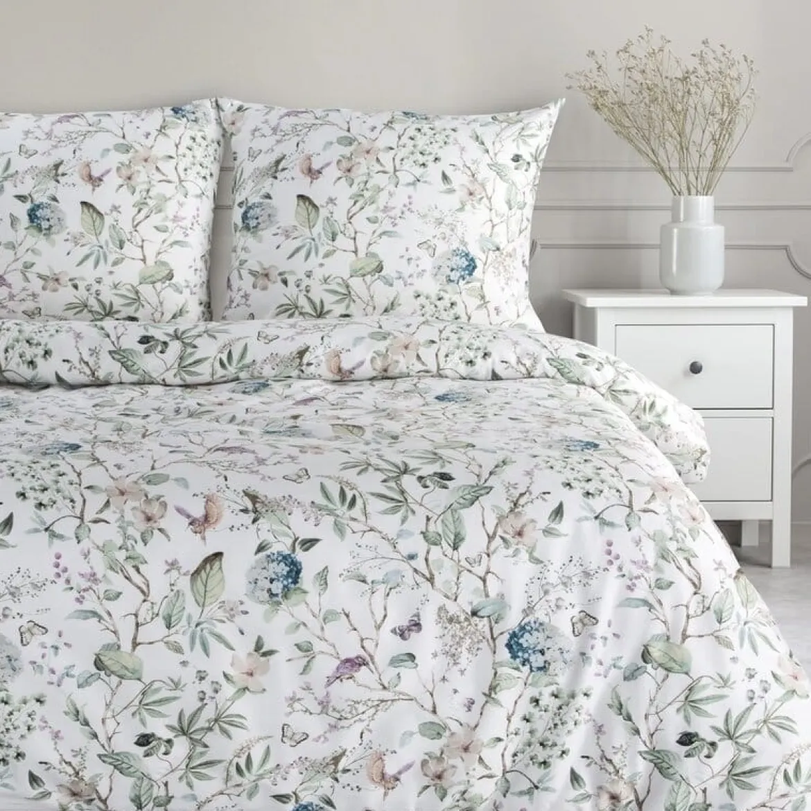 Komplet pościeli z bawełny satynowej Spring 160x200 Koliberki