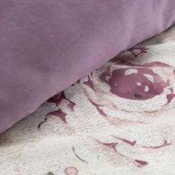 Komplet pościeli z bawełny satynowej Spring 160x200 w fioletowe kwiaty