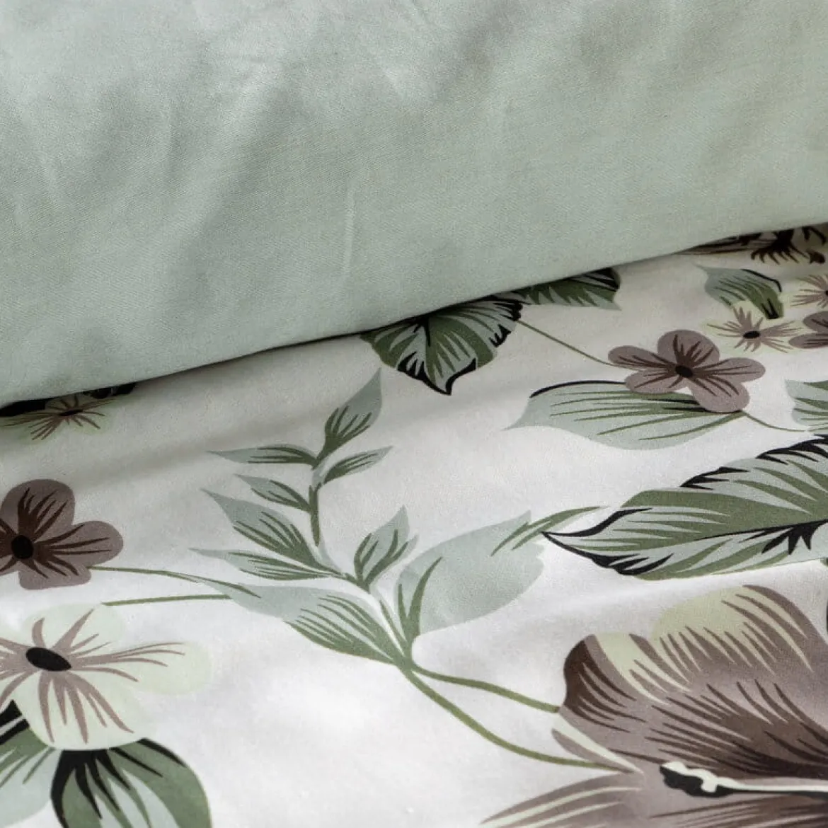 Komplet pościeli z bawełny satynowej Spring 160x200 w hibiskusy i róże