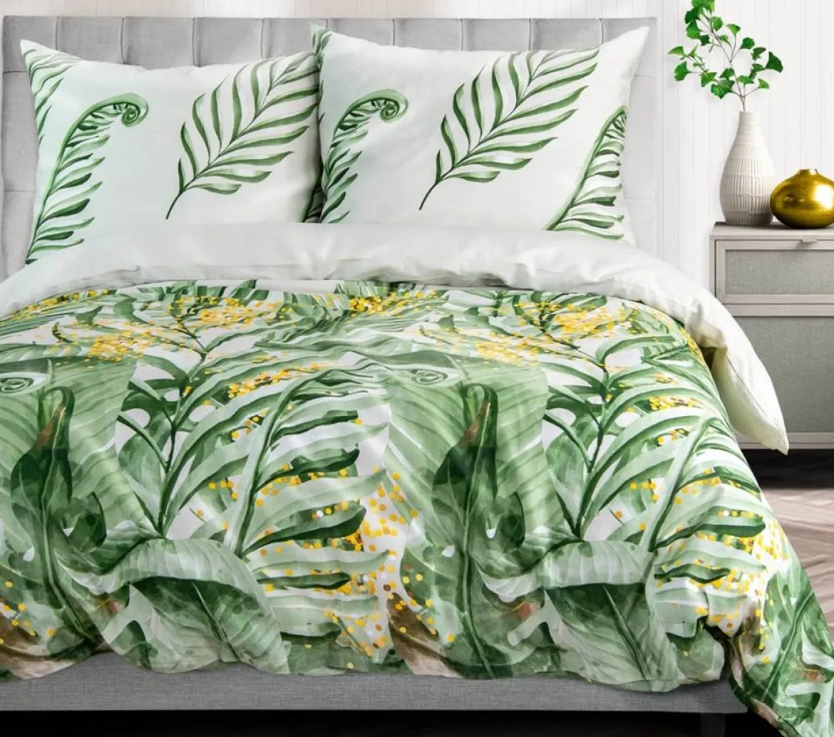 Komplet pościeli z bawełny satynowej 160x200 w liście