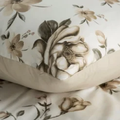 Komplet pościeli z bawełny satynowej Spring 160x200 w beżowo brązowe kwiaty