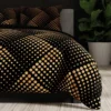 Komplet pościeli z bawełny satynowej czarno złota 220x200 Luxe