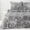 Komplet pościeli z bawełny stalowej 160x200 w kwiaty Sara