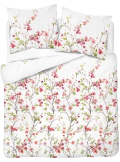 Komplet pościeli z satyny bawełnianej 220x200 w kwitnące gałązki Home Satin