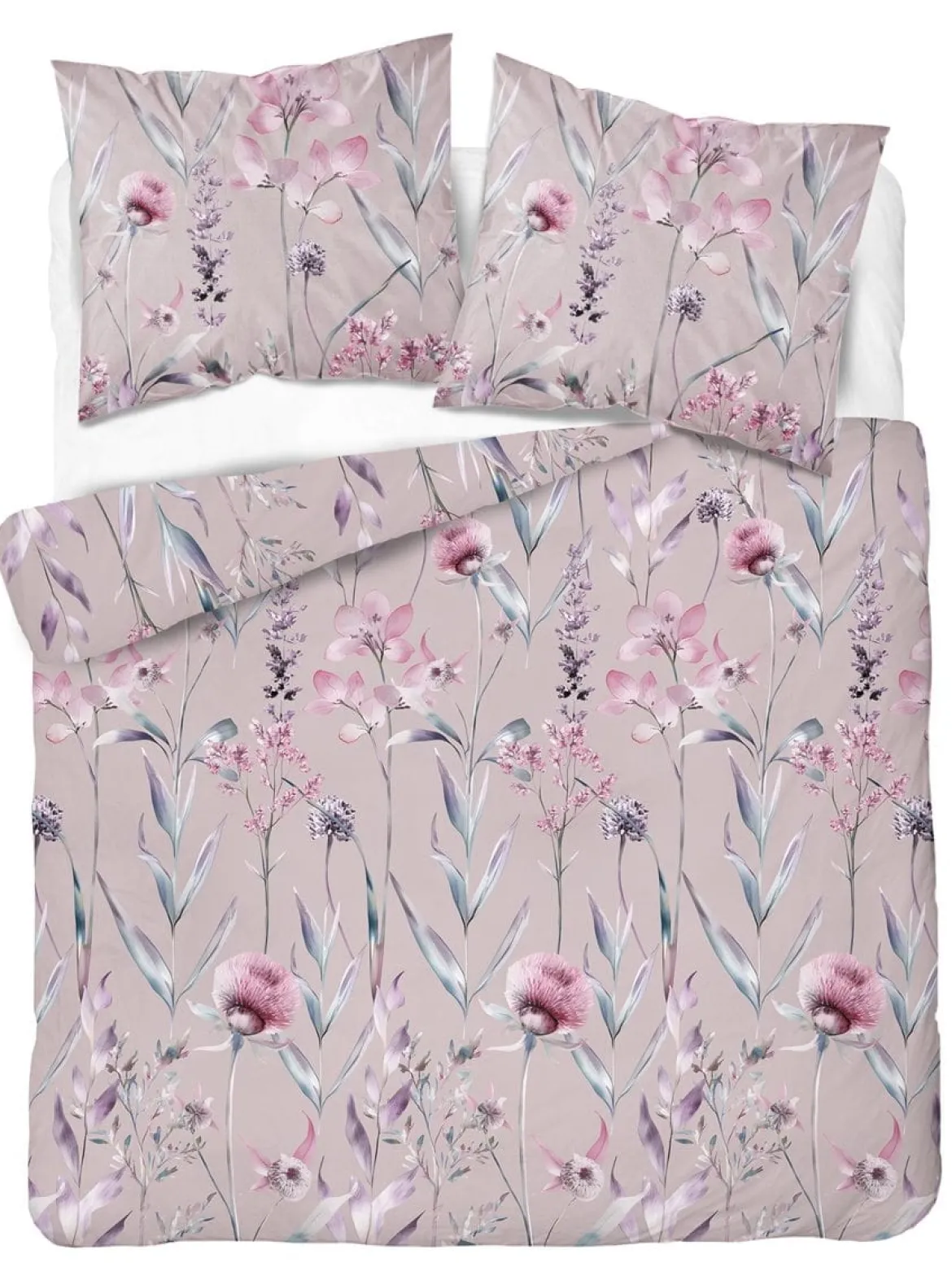 Komplet pościeli z satyny bawełnianej 220x200 w pudrowe kwiaty Home Satin