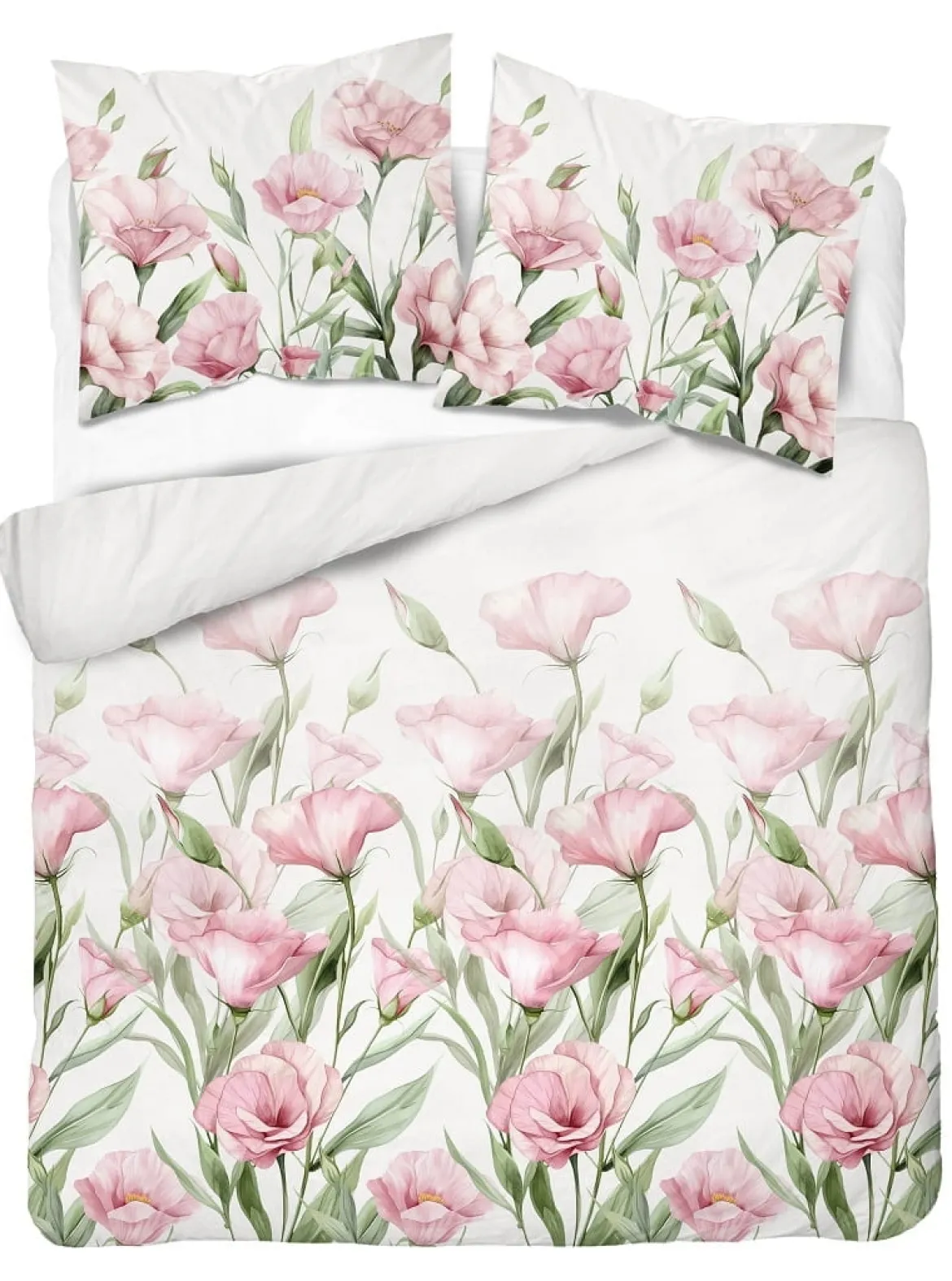 Komplet pościeli z satyny bawełnianej 220x200 w różowe kwiaty eustomy Home Satin