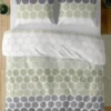 Komplet pościeli z satyny bawełnianej 220x200 w zielone i popielate kropki Home Satin