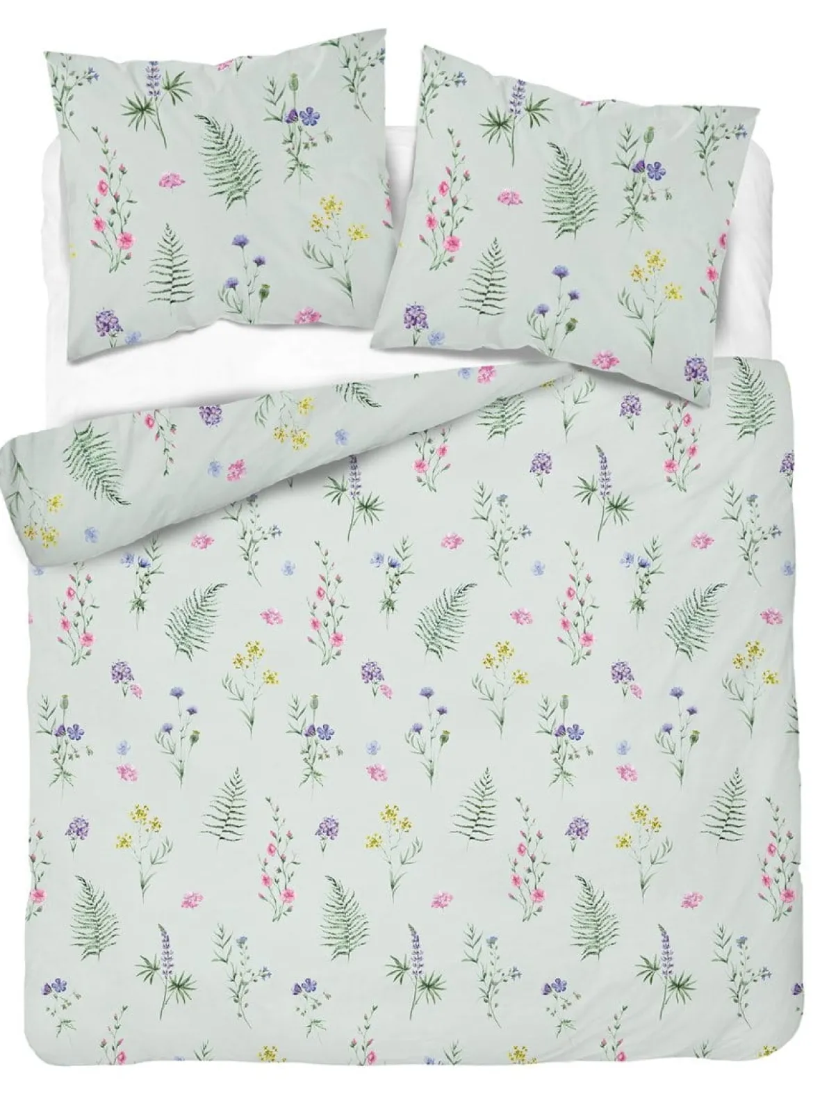 Komplet pościeli z satyny bawełnianej miętowej 220x200 w drobne kwiaty Home Satin