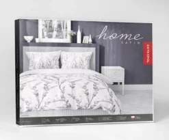 Komplet pościeli z satyny bawełnianej różowej 220x200 w drobne gałązki Home Satin