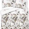 Komplet pościeli z satyny bawełnianej 160x200 w duże kremowe kwiaty Home Satin