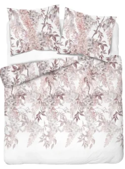 Komplet pościeli z satyny bawełnianej 160x200 w kwiaty glicynii Home Satin