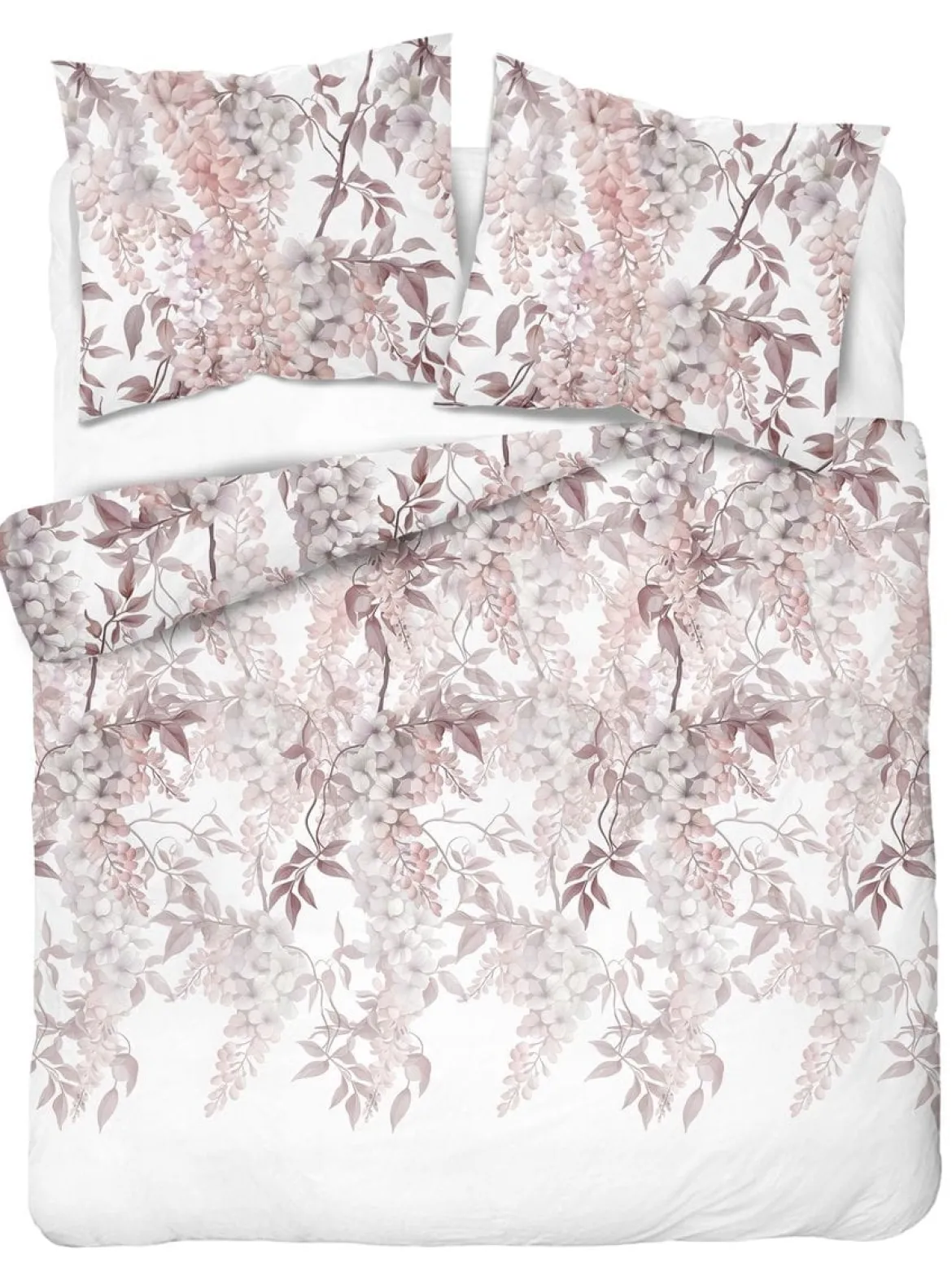Komplet pościeli z satyny bawełnianej 160x200 w kwiaty glicynii Home Satin