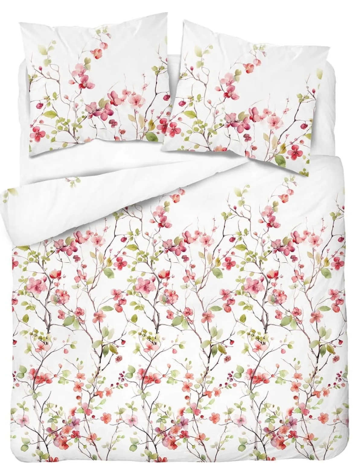 Komplet pościeli z satyny bawełnianej 160x200 w kwitnące gałązki Home Satin