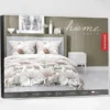 Komplet pościeli z satyny bawełnianej 160x200 w pudrowe, beżowe i kremowe kwiaty Home Satin