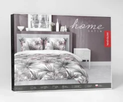 Komplet pościeli z satyny bawełnianej 160x200 w różowe hibiskusy Home Satin