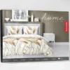 Komplet pościeli z satyny bawełnianej białej 160x200 w kłosy traw pampasowych Home Satin