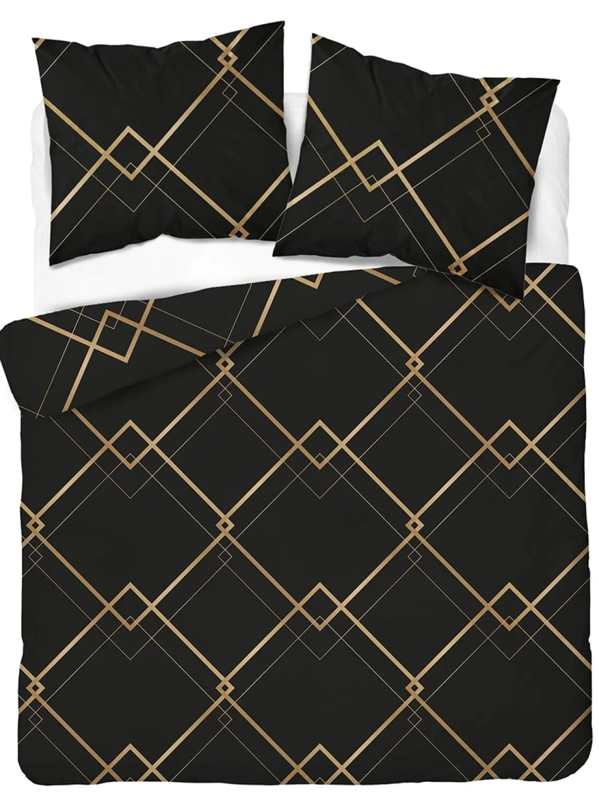 Komplet pościeli z satyny bawełnianej czarnej 220x200 we wzór geometryczny Home Satin