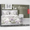 Komplet pościeli z satyny bawełnianej 220x200 w fioletowe kwiaty eustomy Home Satin
