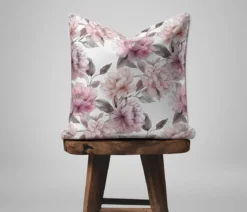 Komplet poszewek z perkalu 40x40 Różowe Kwiaty Piwonii Lame Percale