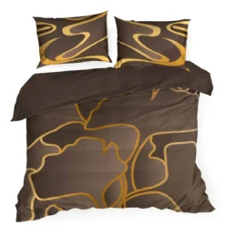 Pościel Alisma Tencel brązowo złota 160x200 Premium Eurofirany