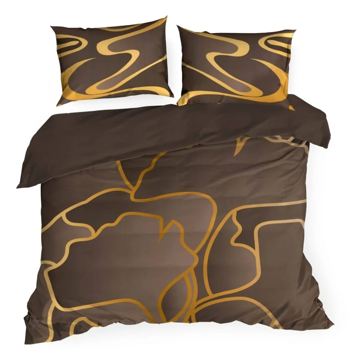 Pościel Alisma Tencel brązowo złota 160x200 Premium Eurofirany