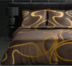 Pościel Alisma Tencel brązowo złota 160x200 Premium Eurofirany