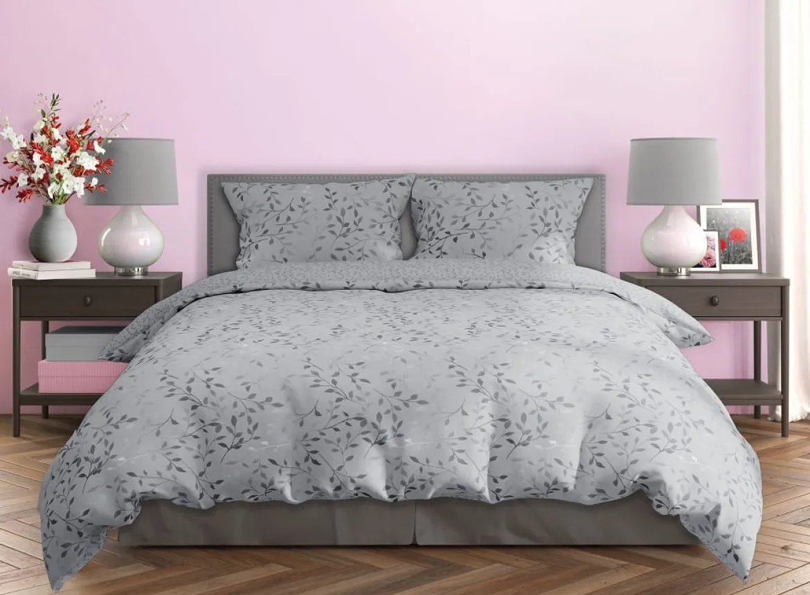 Pościel bawełna satynowa Milagro 220x200 Grey Botanica