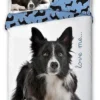 Pościel bawełniana biała 160x200 Border Collie