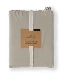Pościel bawełniana Boho 220x200 Taupe z falbaną