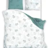 Pościel bawełniana Cottage biała 160x200 z dwoma poszewkami 50x70 w roślinny wzór