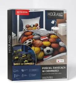 Pościel bawełniana dziecięca świecąca 140x200 Piłka Sportowe
