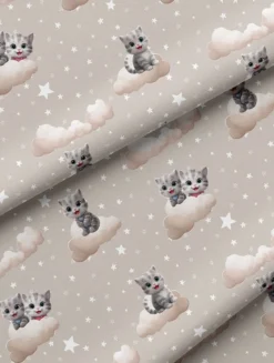 Pościel bawełniana dziecięca świecąca 140x200 Uroczy Kotek